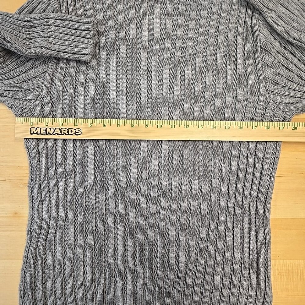 VTG Abercrombie Fitch Sweater Mens Size Large Gray Fisherman Ribbed USA 90s Y2K - Picture 4 of 9